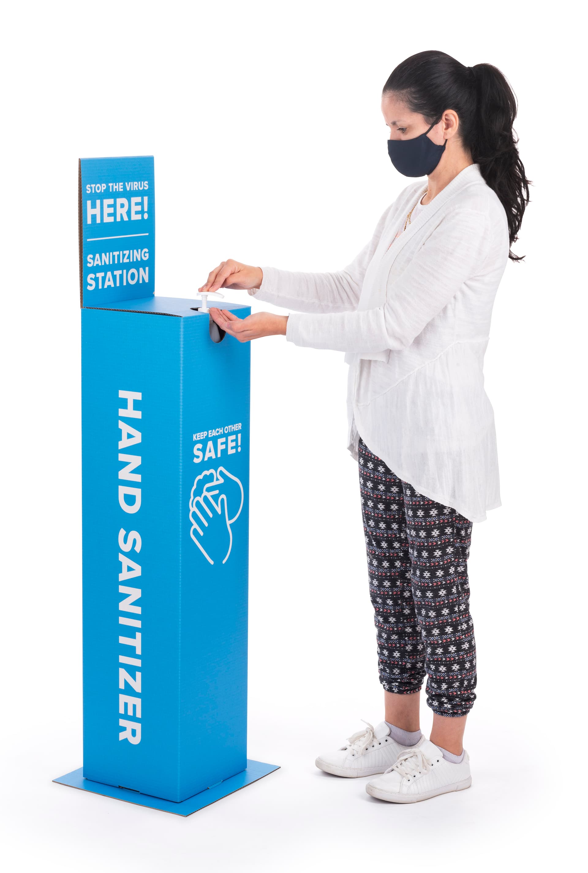 Cardboard hand sanitizer station is disposable
