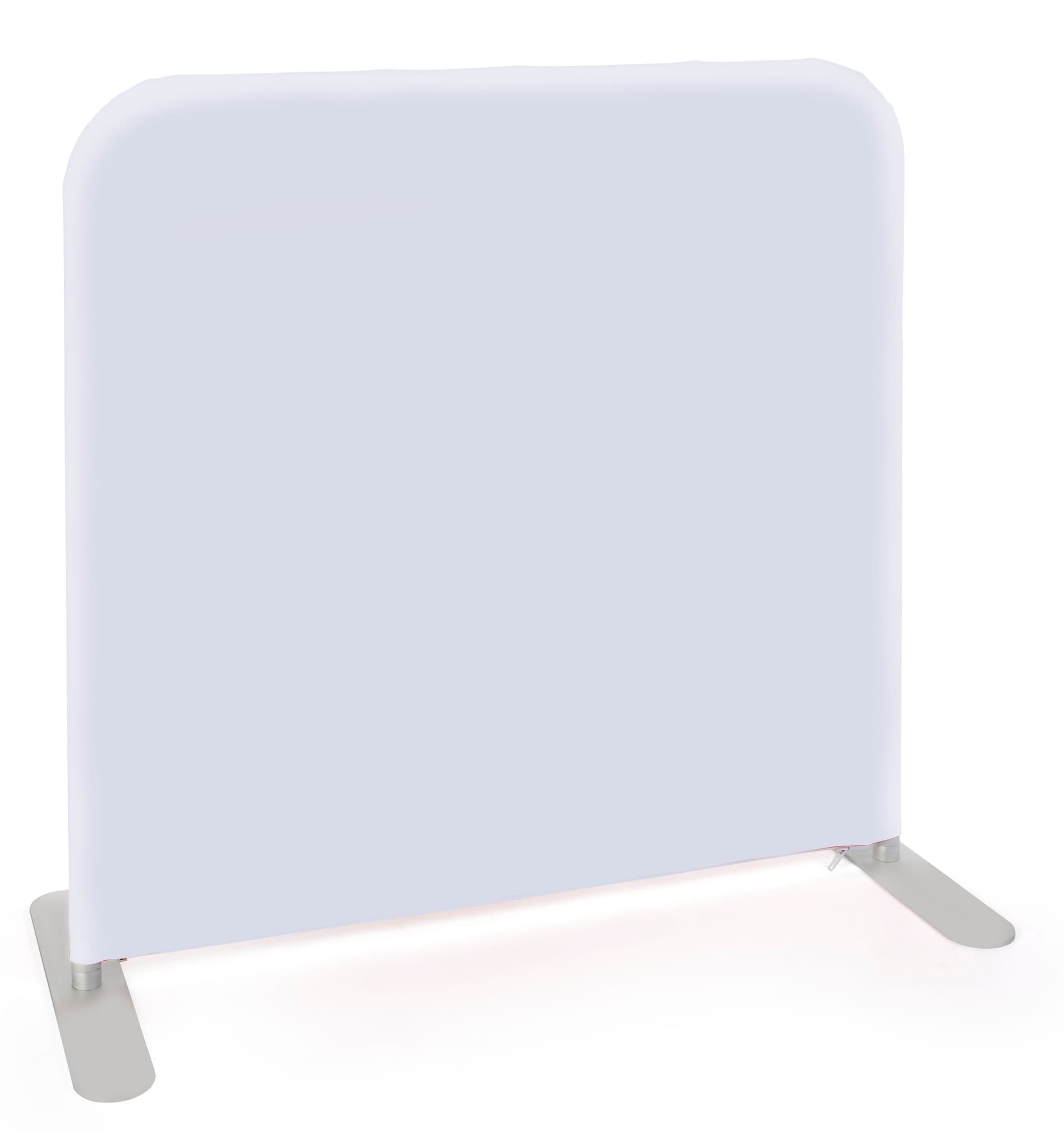 Tension fabric cafe style banner with plain white backside