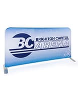 Indoor stretch fabric cafe barrier with heat transfered graphics