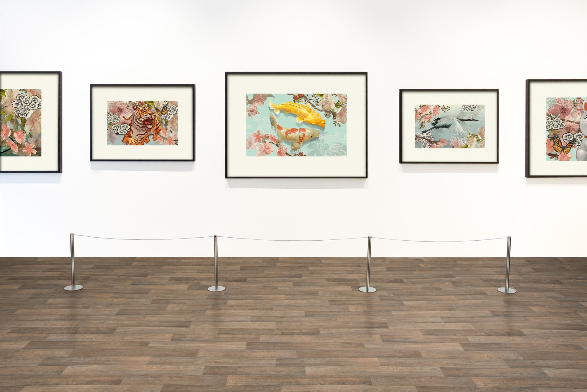 Clean and subtle fixed post art gallery stanchion for showrooms