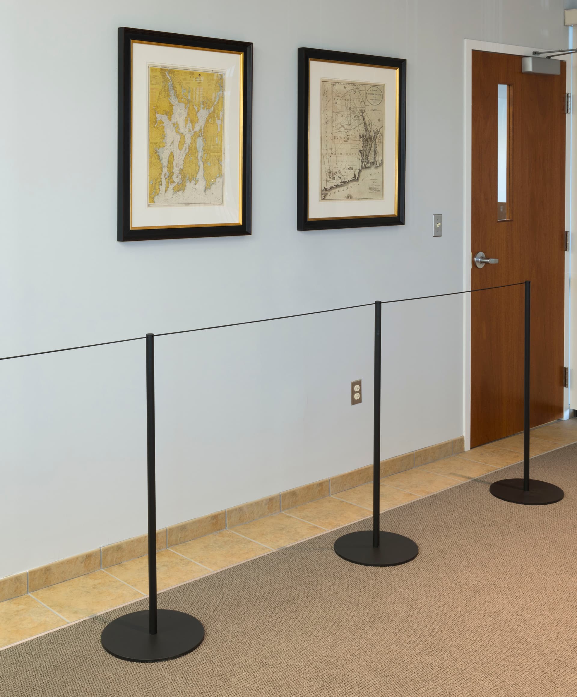 Black Exhibit Stanchion Barrer Around Wall Art