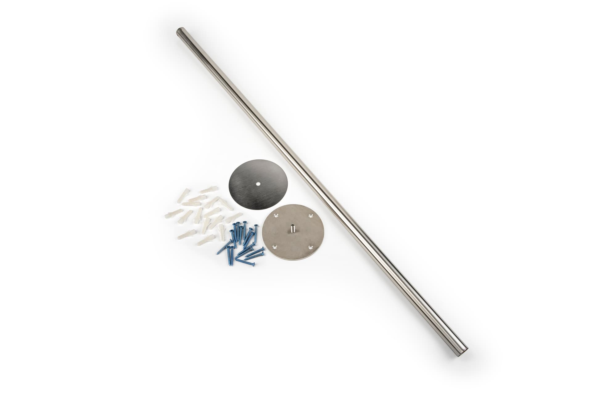 Art gallery fixed floor stanchion includes basic wood-mounting hardware