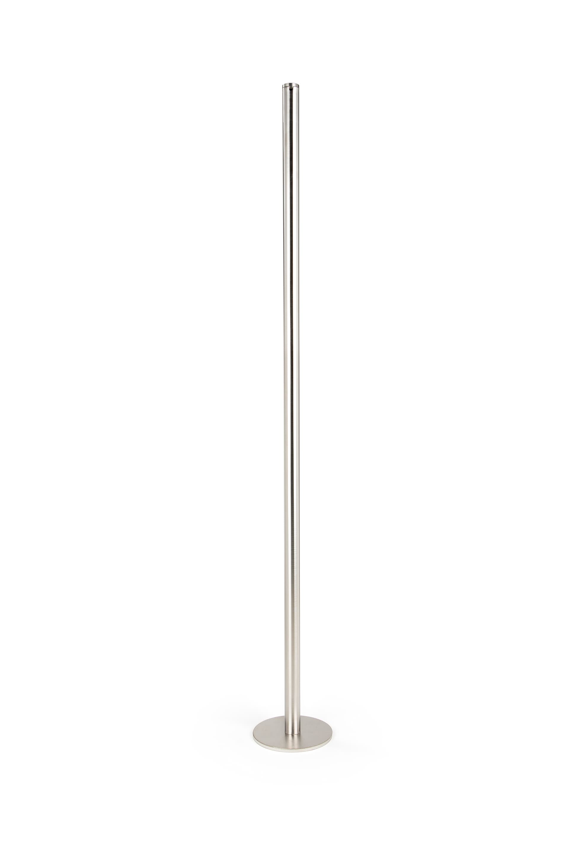 Art gallery fixed floor stanchion with brushed stainless steel finish