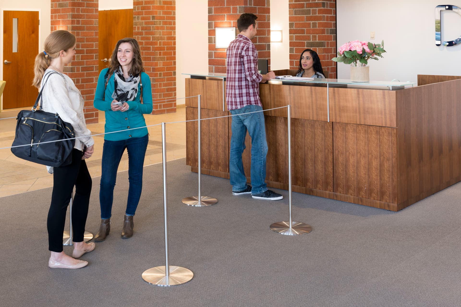 Silver Exhibit Stanchion Used for Reception Waiting Line