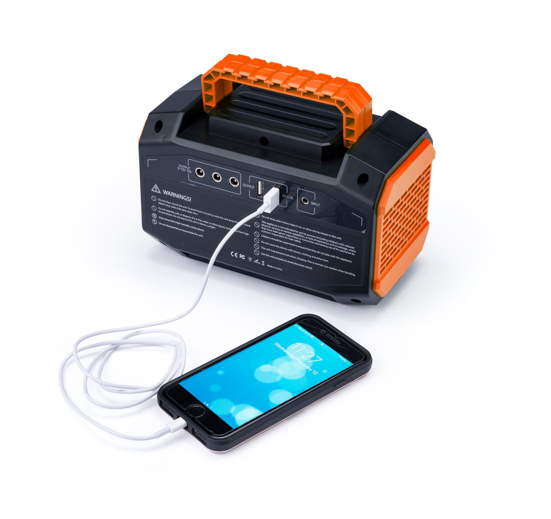 Portable battery power station with USB input capabilities 