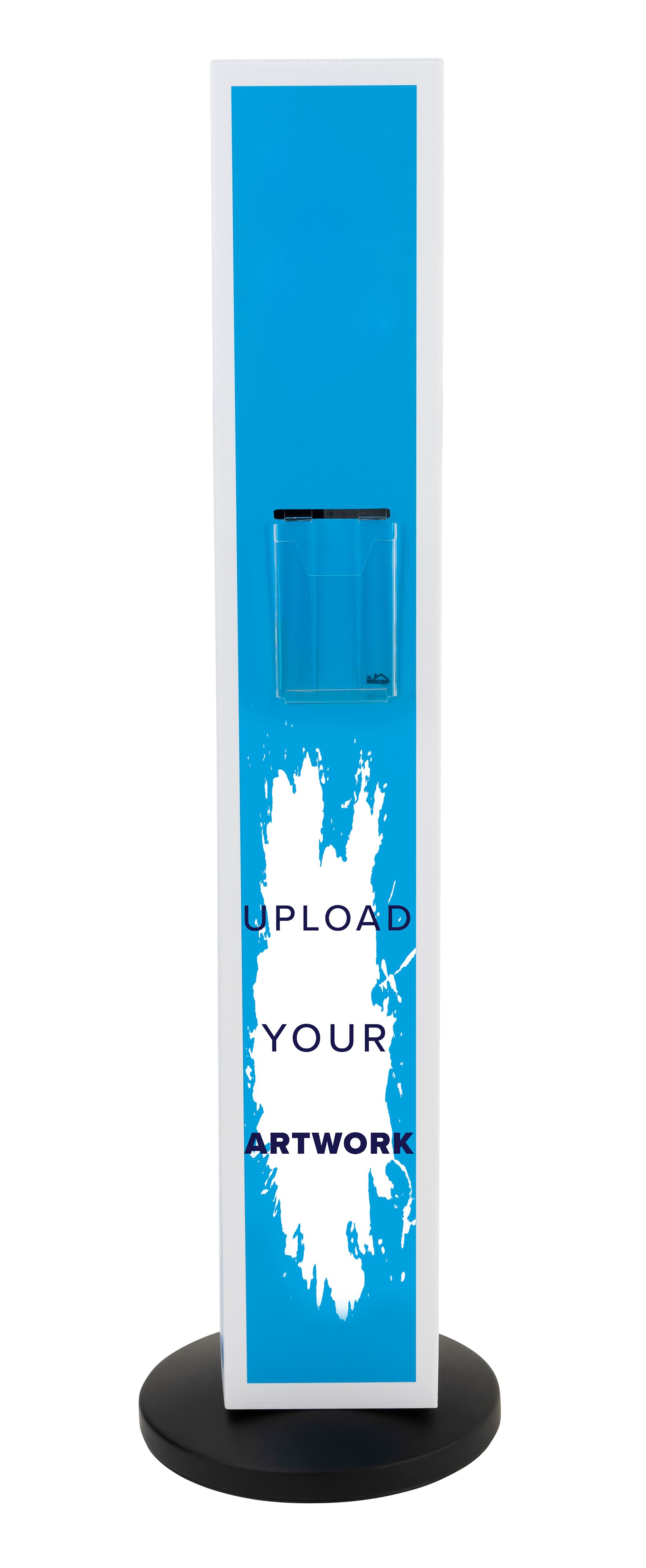 Custom stanchion sleeve with pamphlet holder features UV printing