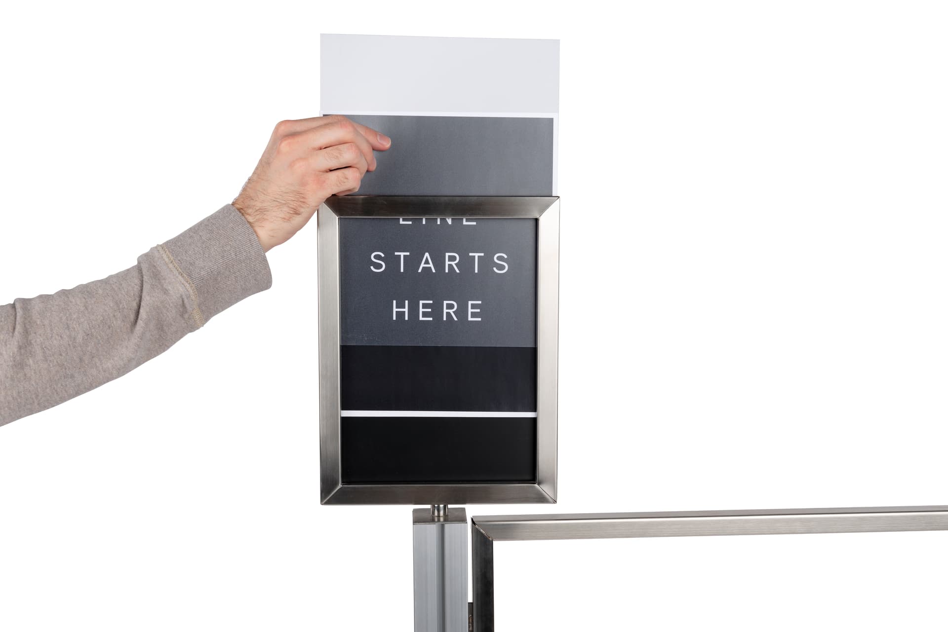 Double-sided crowd control barrier sign 