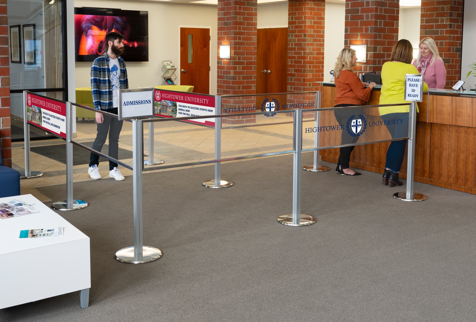 Crowd control barrier sign directional messaging