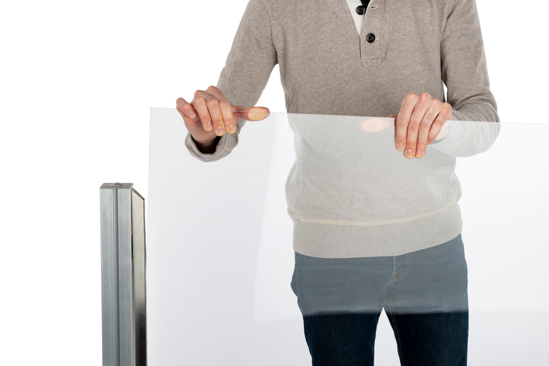 Slide-in acrylic stanchion post panel barriers