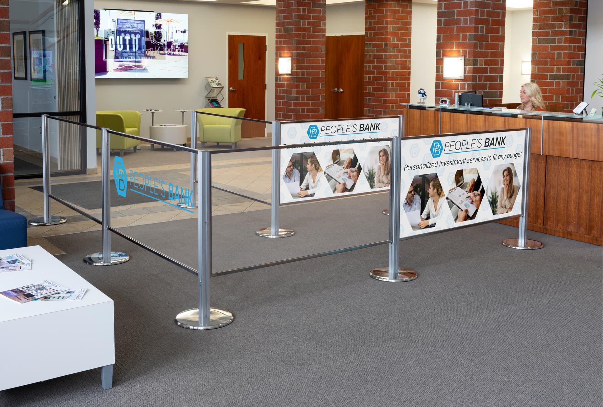 See-through acrylic stanchion post panel barriers