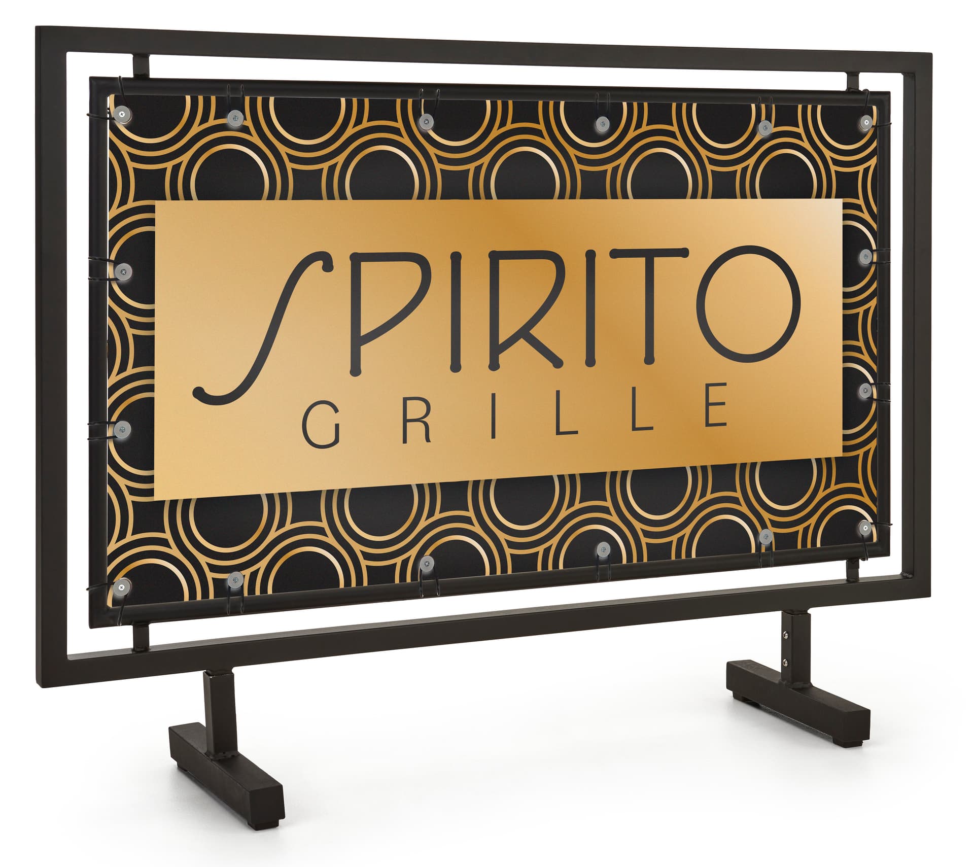 Double sided printed vinyl street barrier