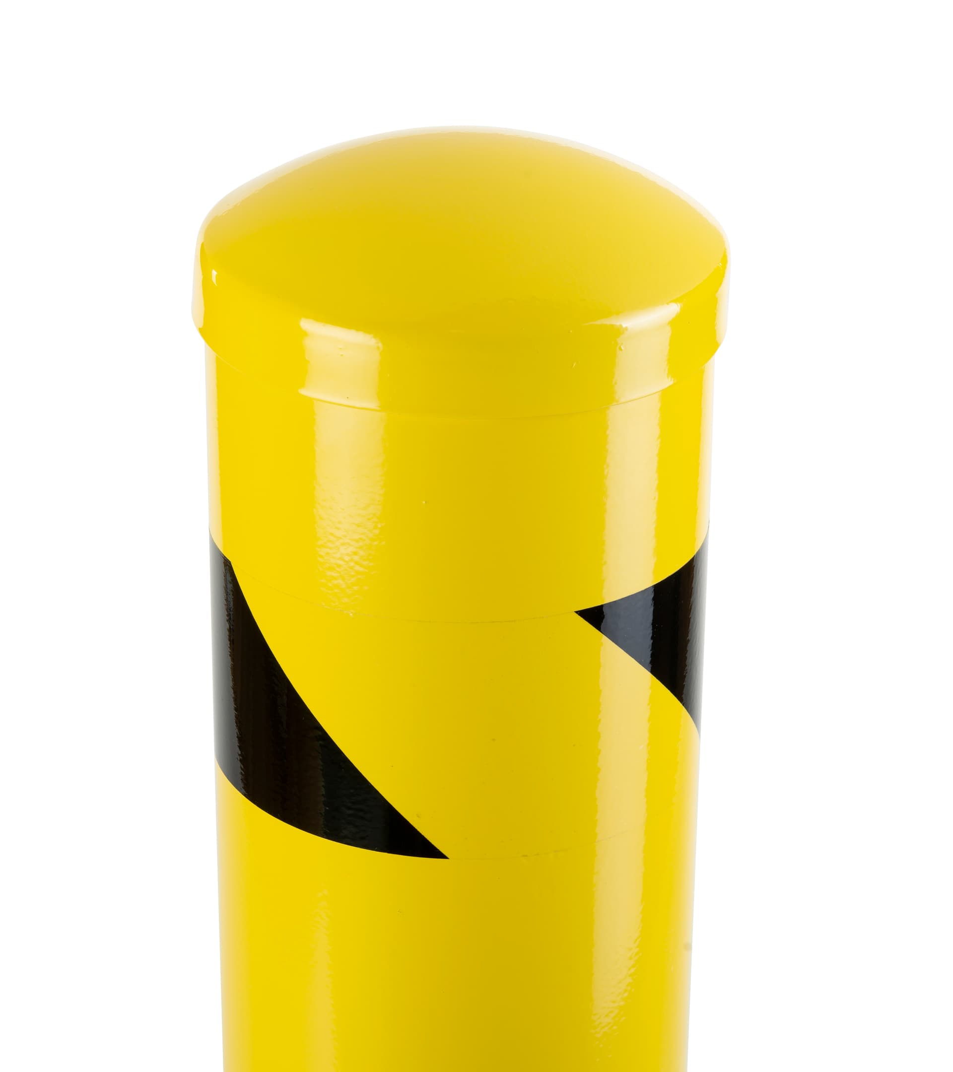 Steel bollard surface mount with high visibility black strip