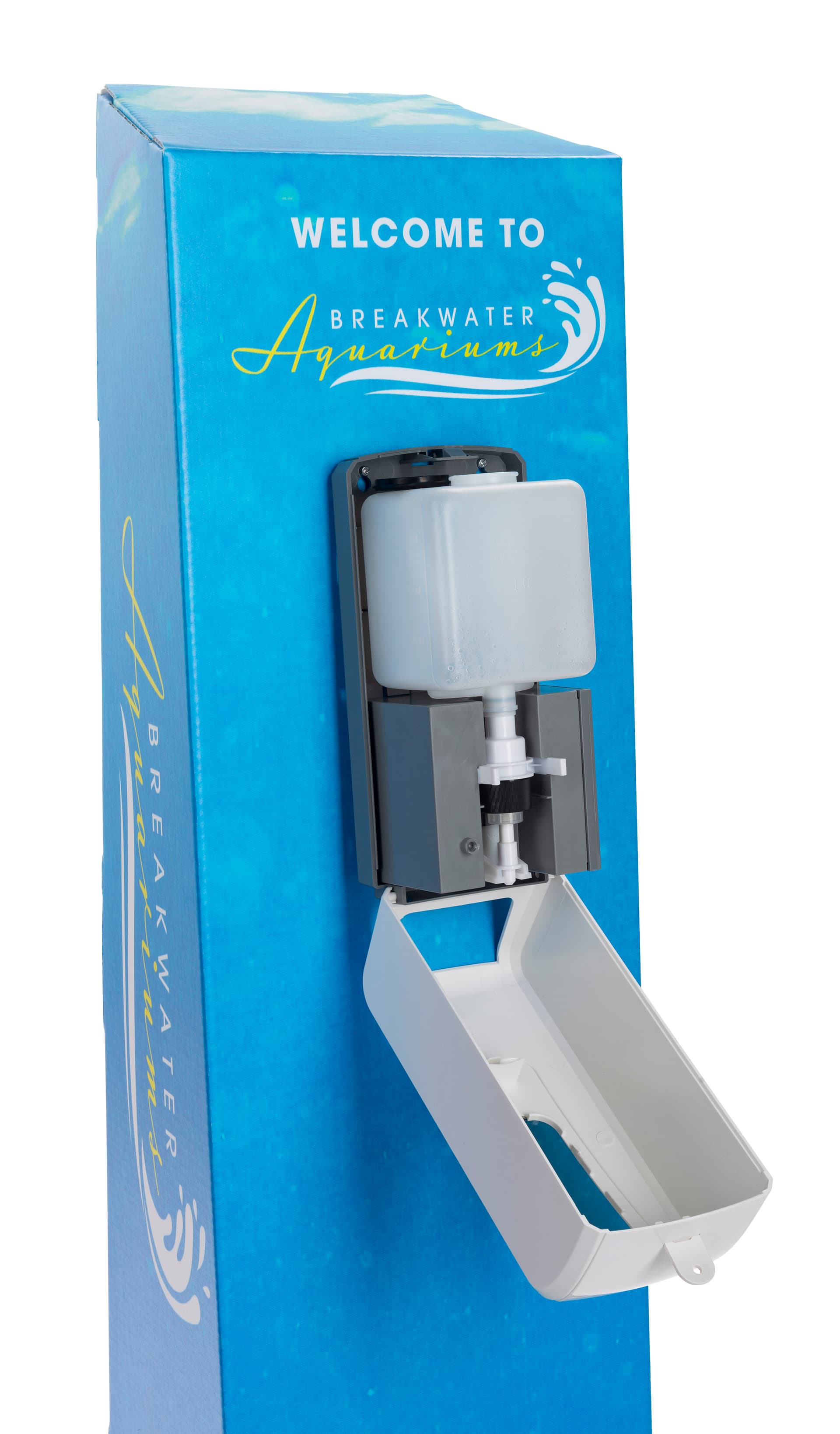 Custom cardboard sanitizer floor dispenser with 1000 mL refill container