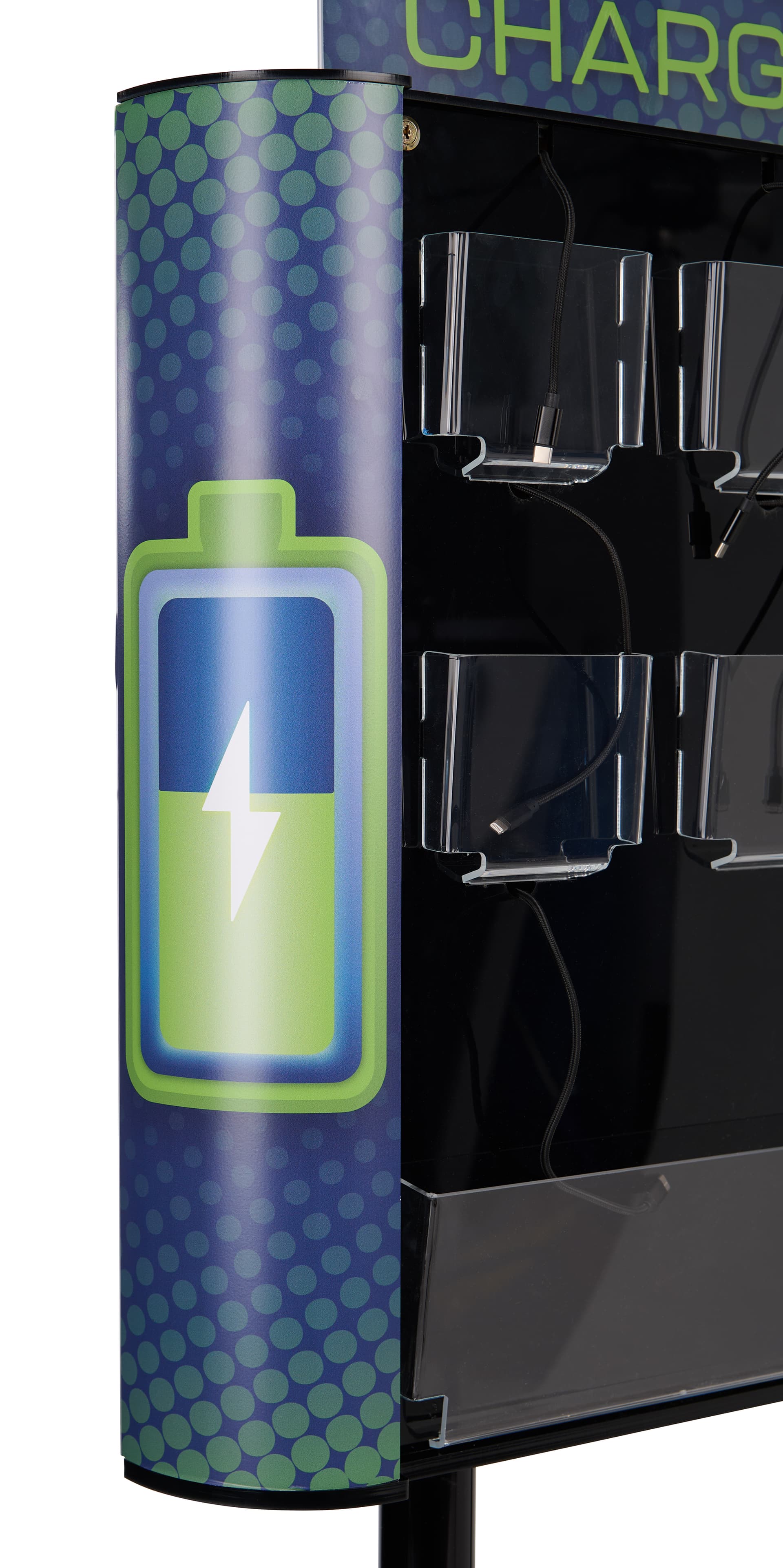 Public charging kiosk with one year limited warranty