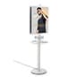Charging Kiosk for Floor, (2) 22 x 28 Poster Frames, 6 Cables, Storage Shelf - Silver