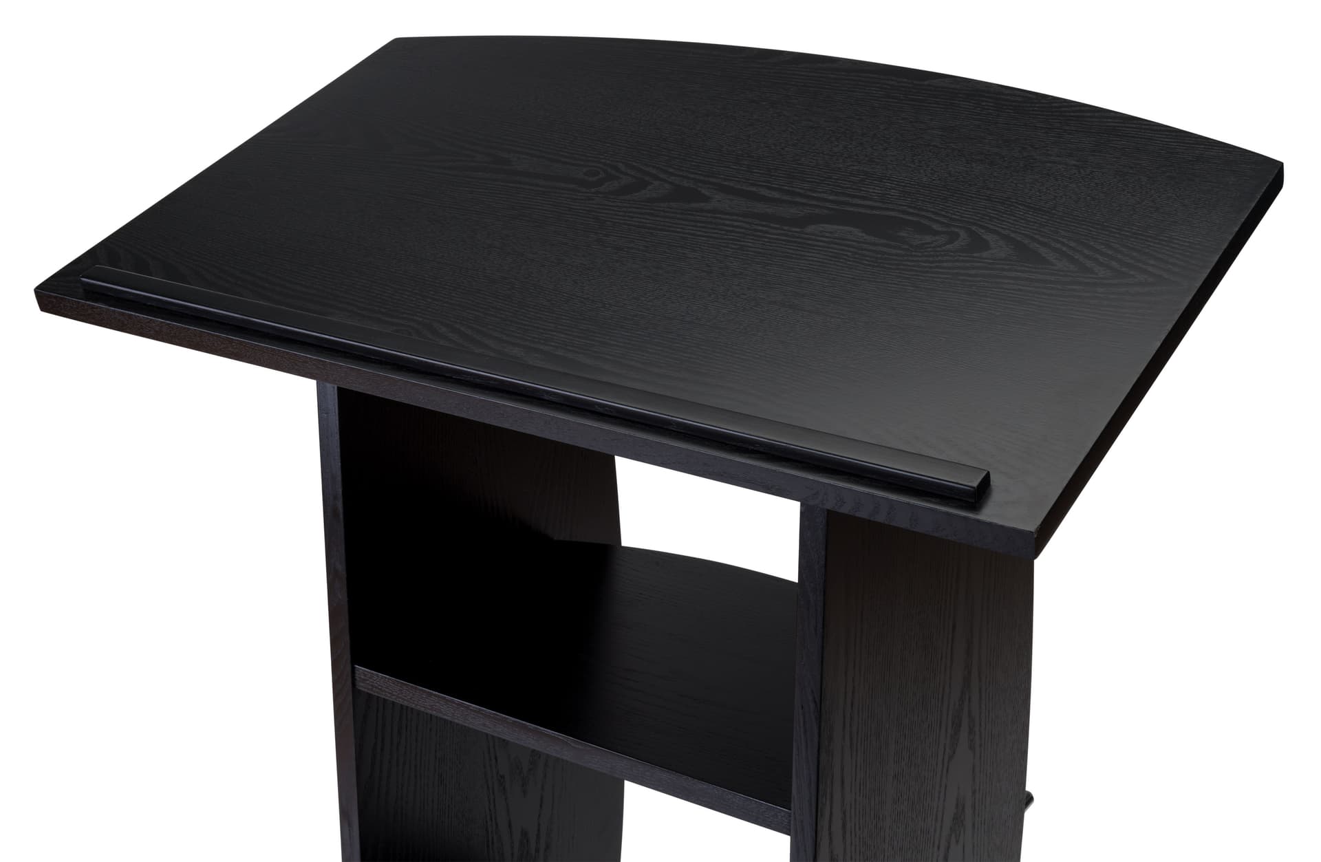 Contemporary curved lectern with custom panel and large reading surface