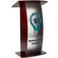 43.5" Floor Podium, Custom Printed Opaque Acrylic Panel - Mahogany