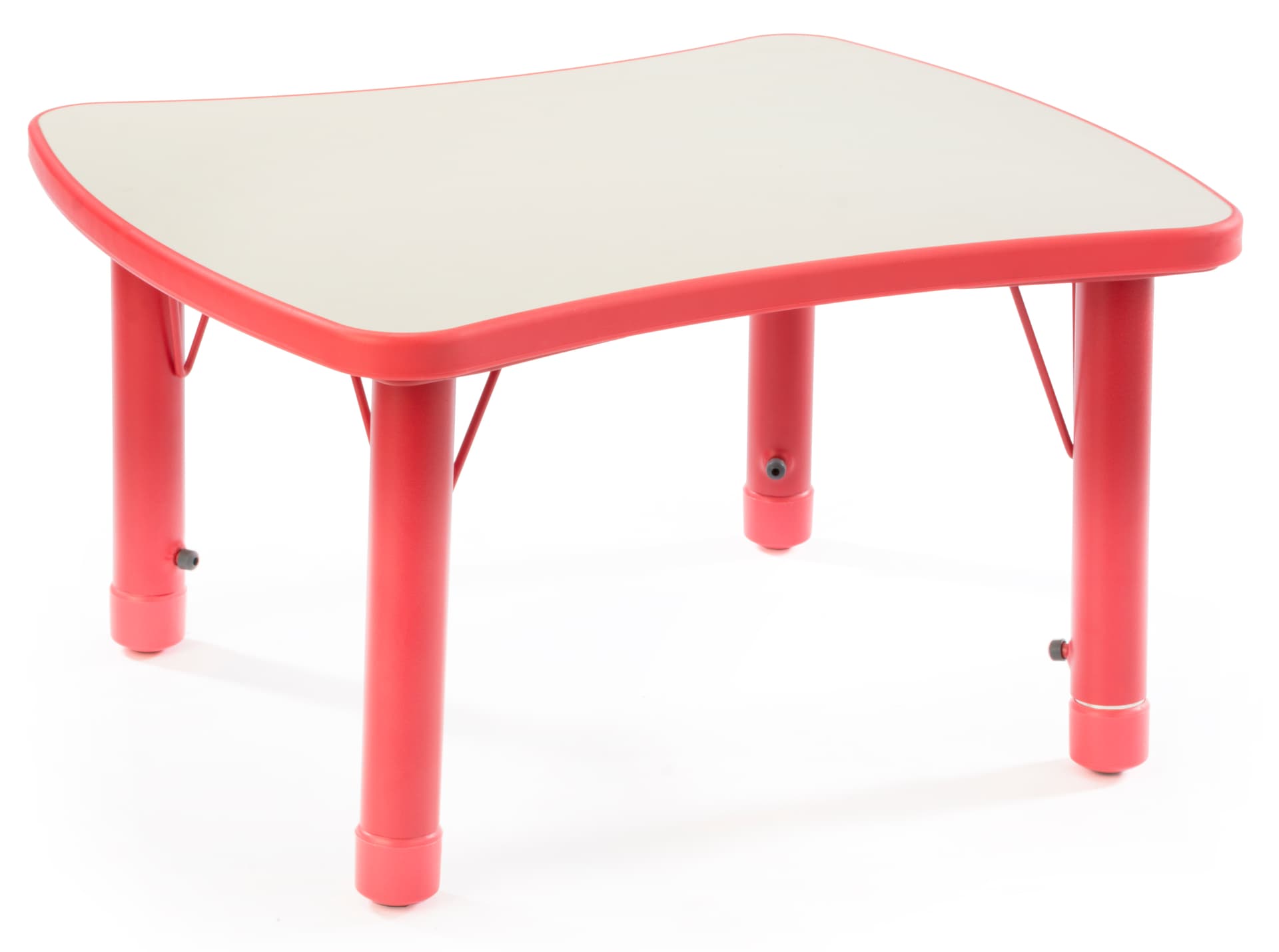 Red Height Adjustable Children’s Table with Rounded Foot Glides