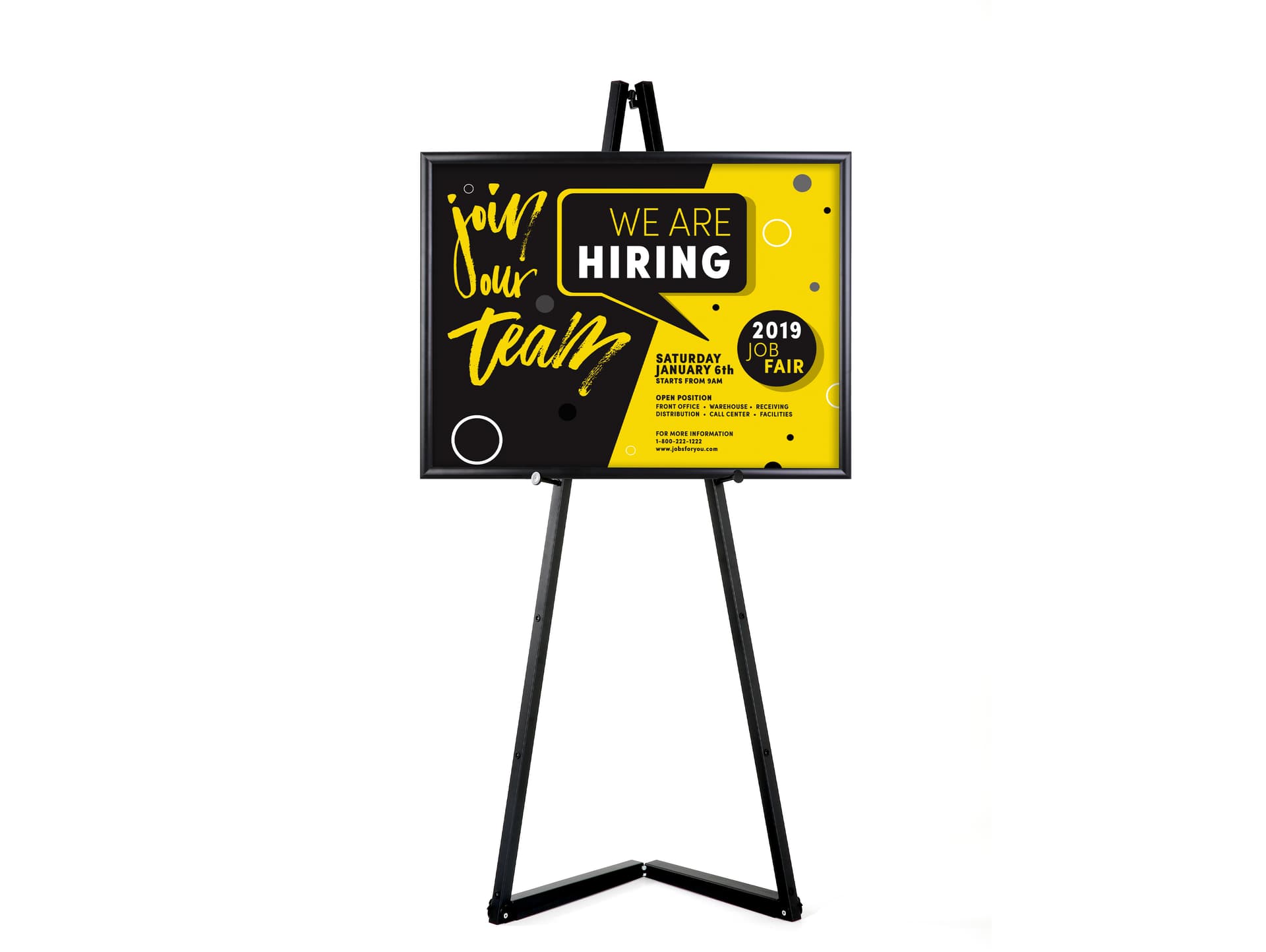 Adjustable floor standing folding easel 