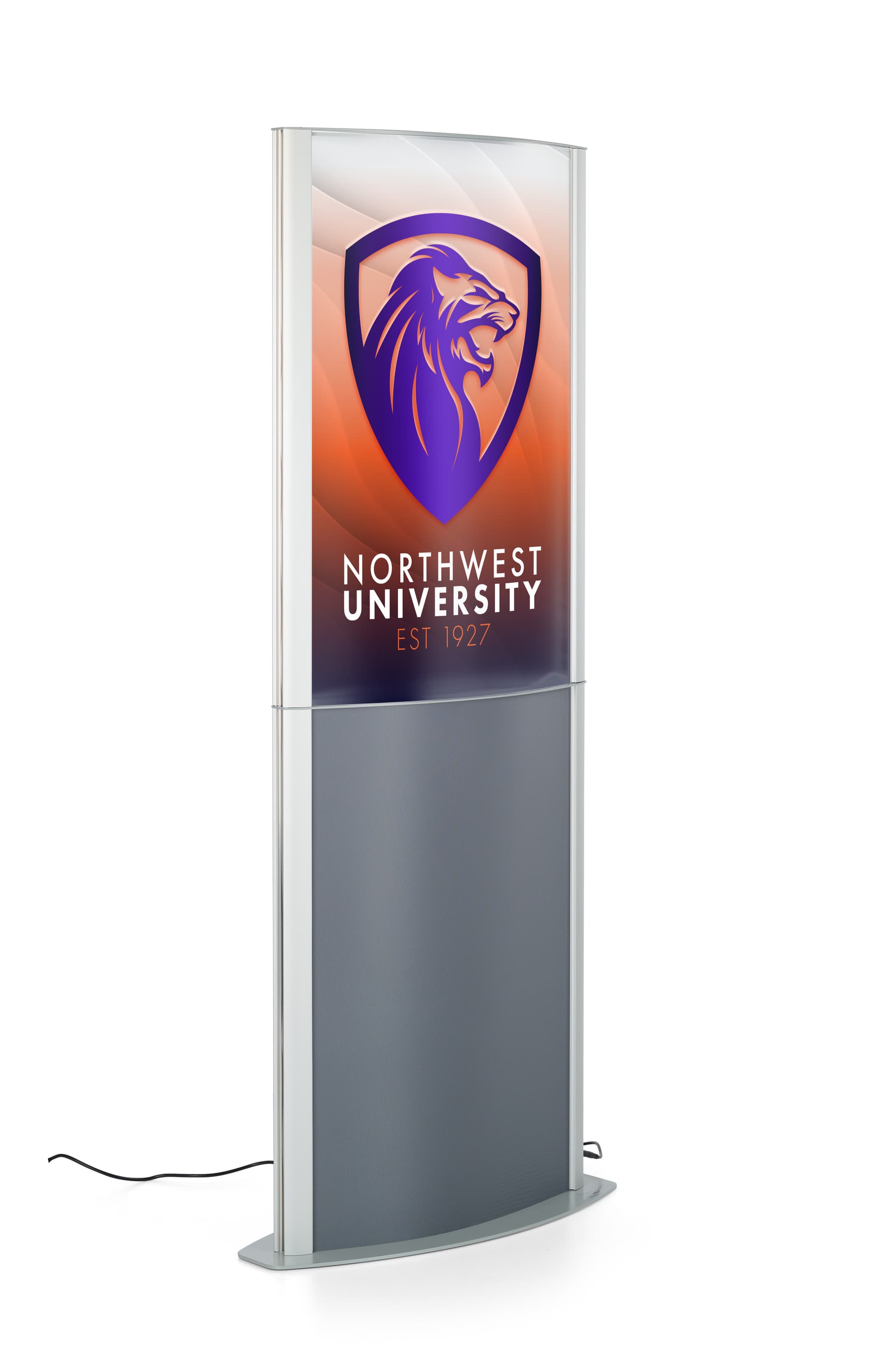 Illuminated poster stand with curved design