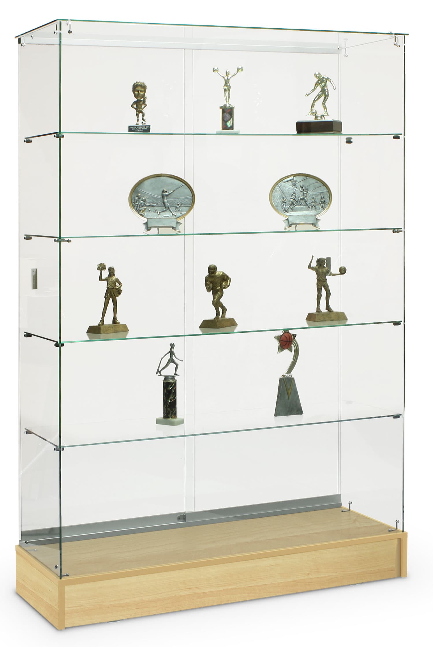 Glass Cabinet With Maple Finish Base
