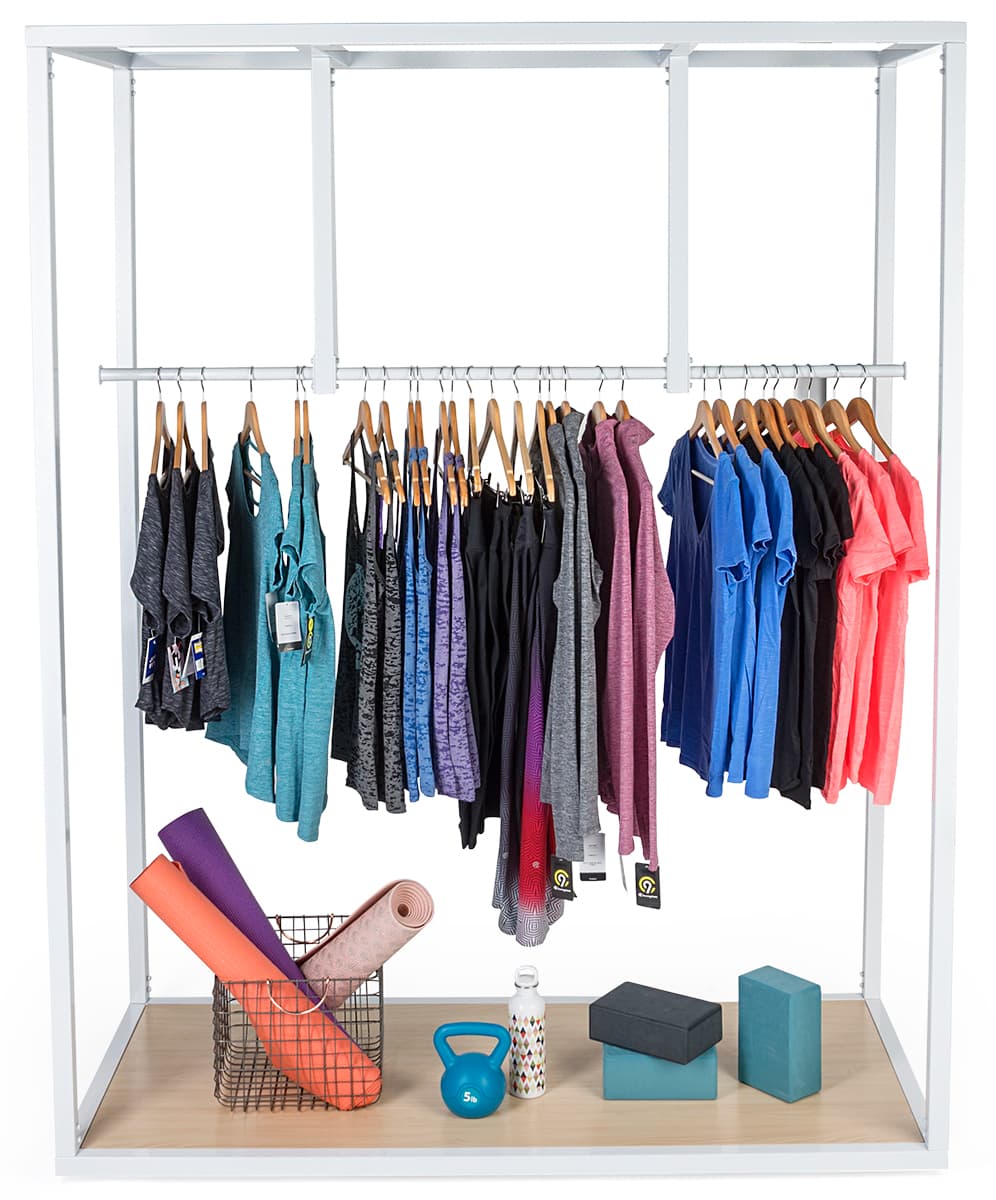 Steel boutique floor clothing hanger display