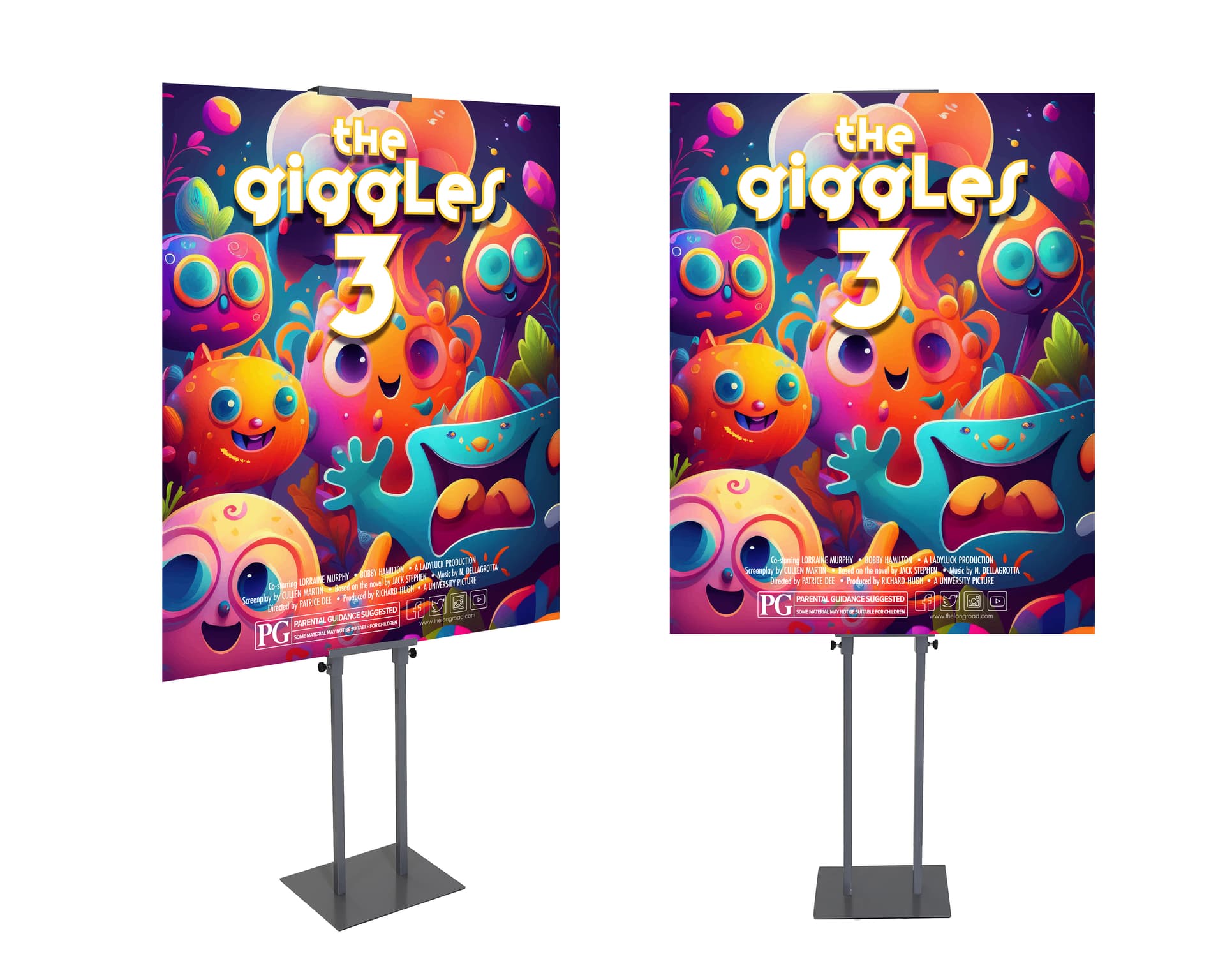 Free standing poster holder with durable construction