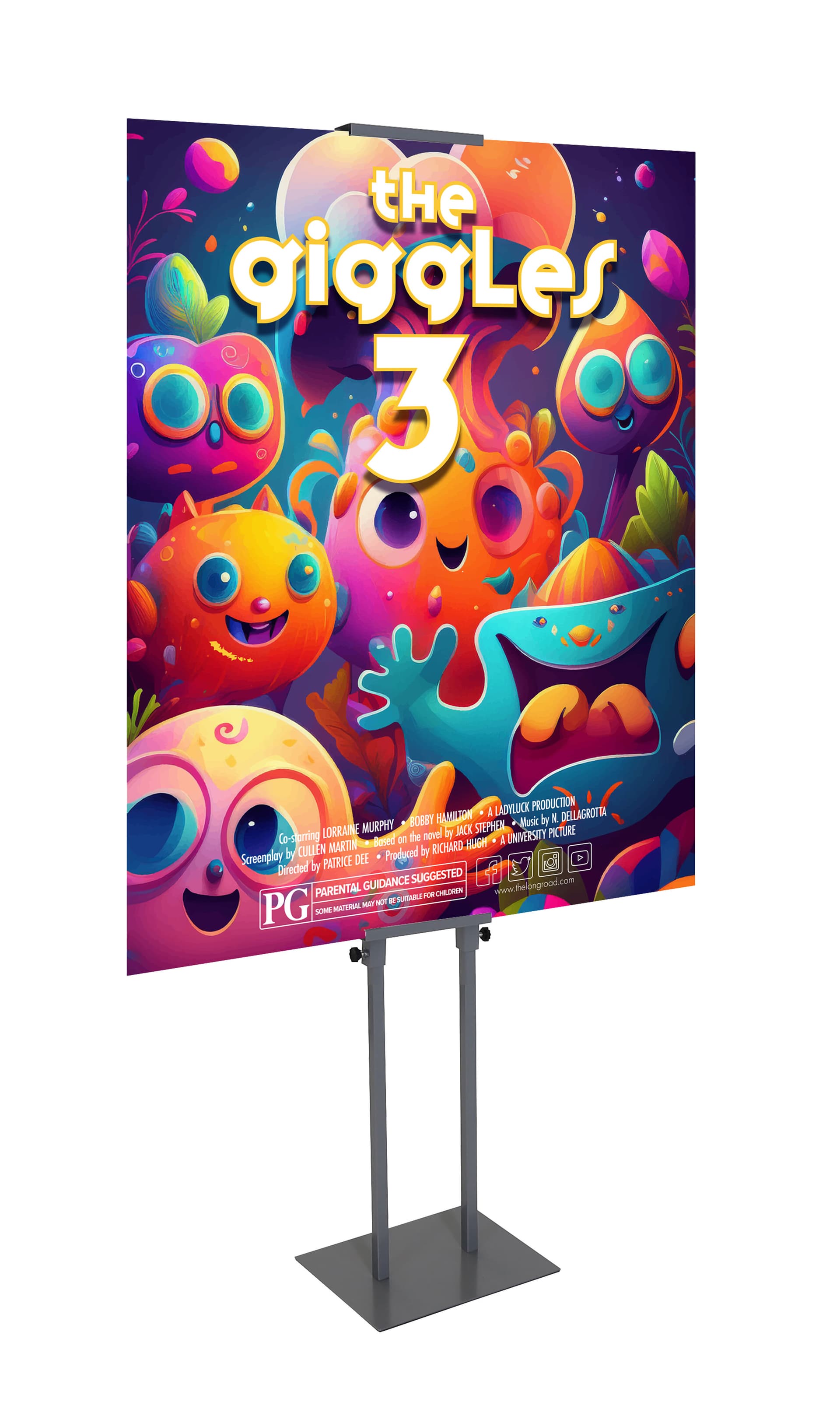 Free standing poster holder with secure sign brackets