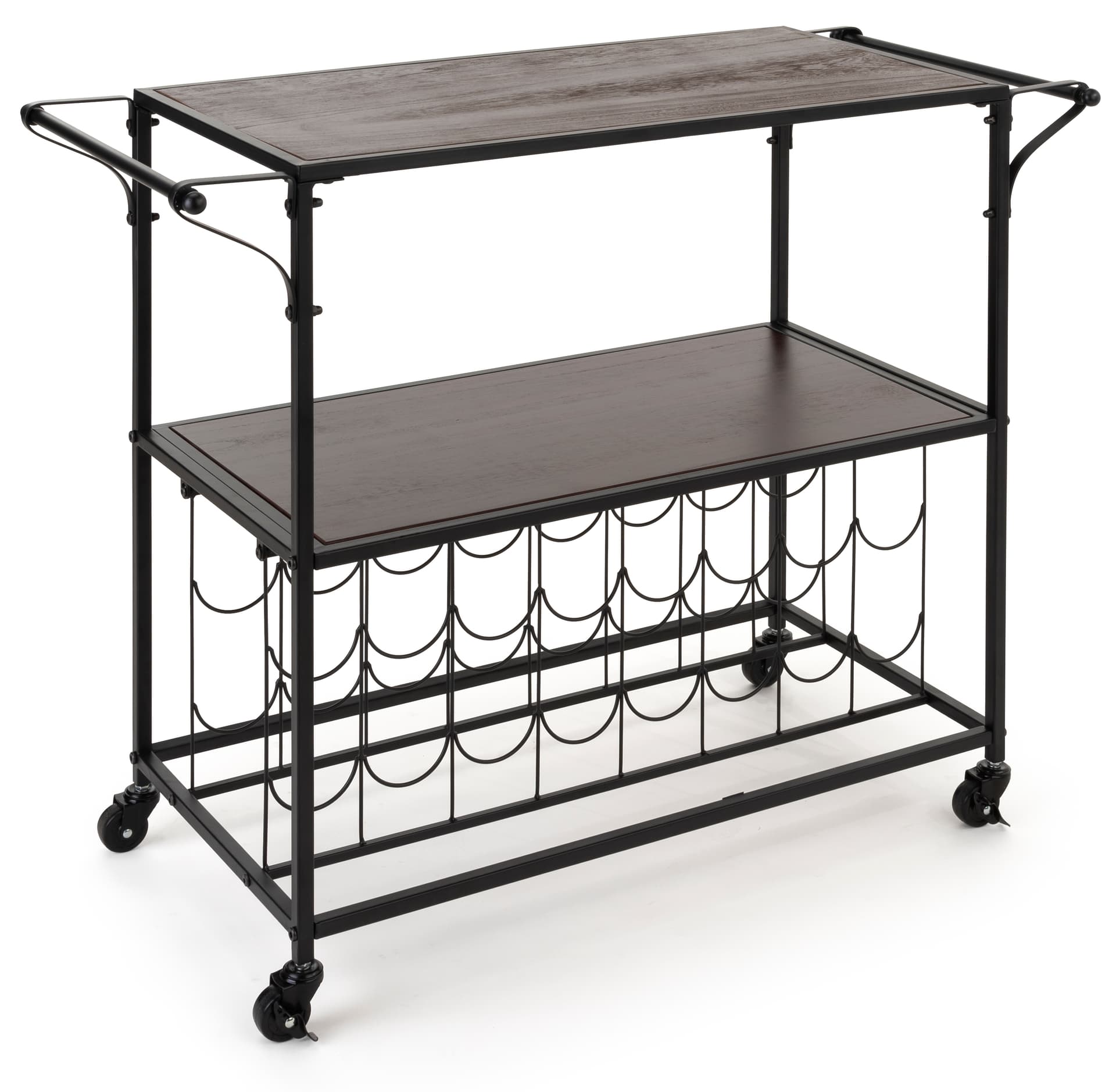 41 inch wide liquor cart with wine rack features a rectangular shape 