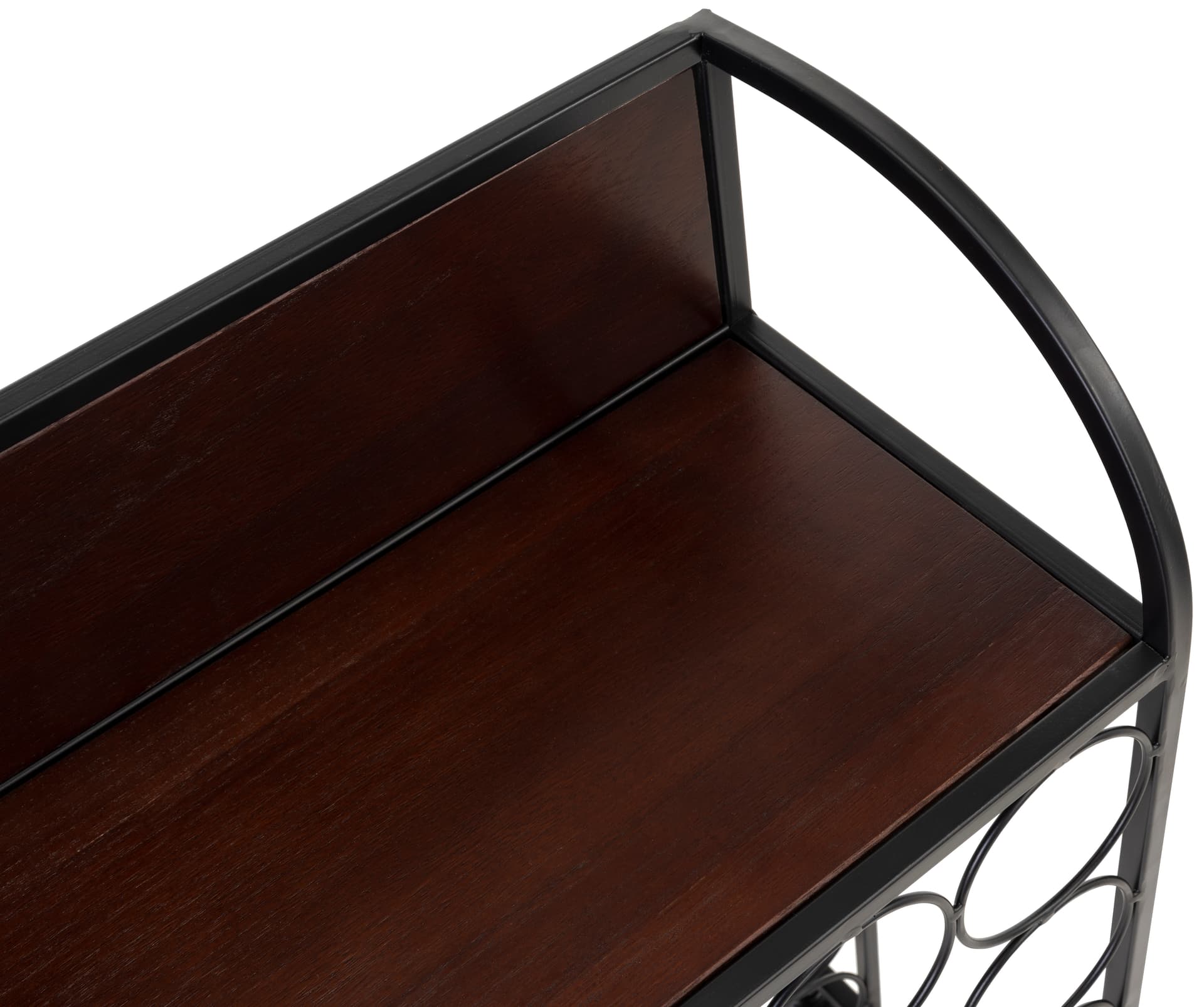 Wine rack with wheels and dark brown paulownia wood shelf 