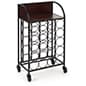 17 x 28 Wood and Metal Bar Cart with 20 Bottle Compartments, Caster Wheels - Black