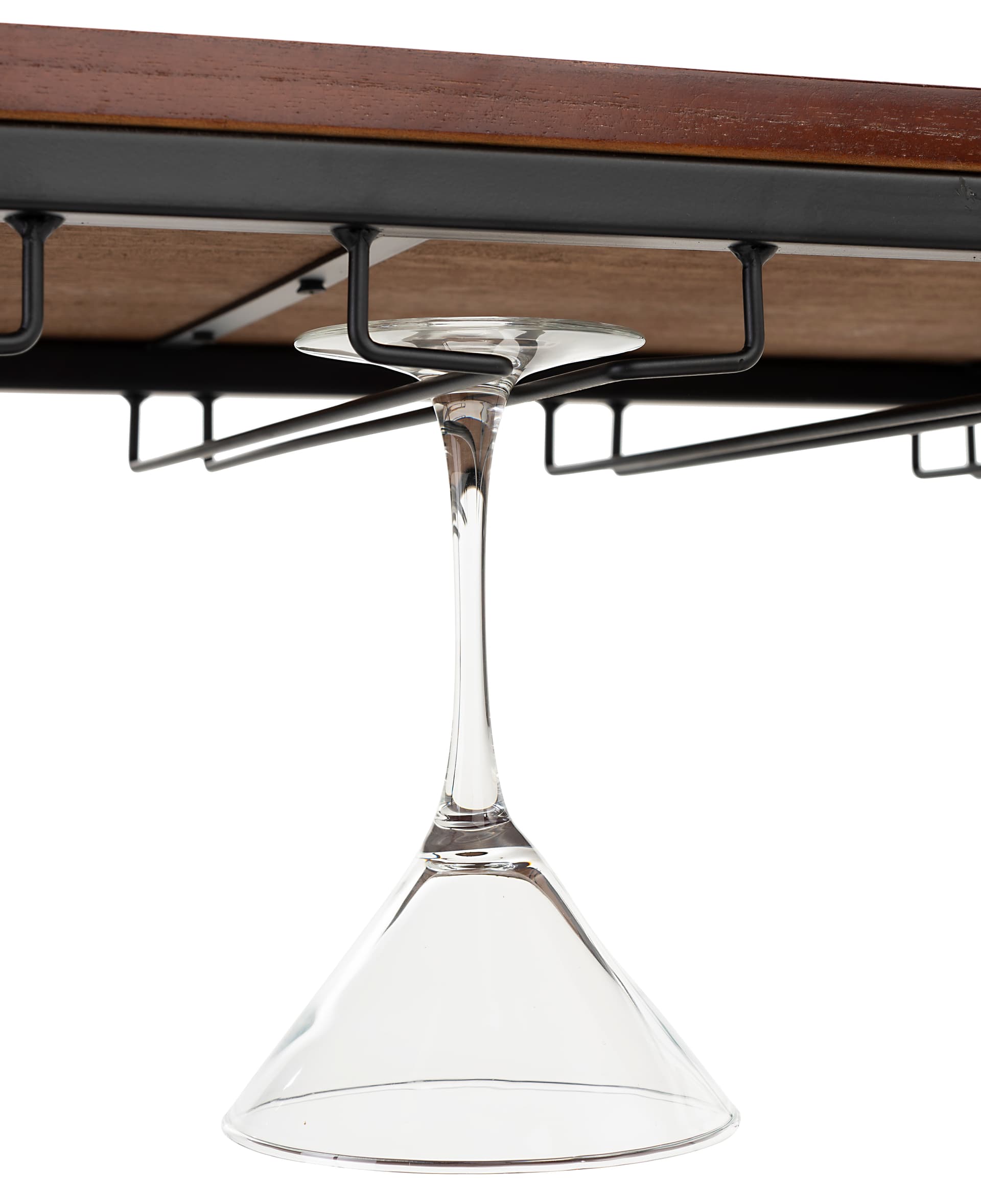 Mobile beverage cart with wine storage and glassware rack 