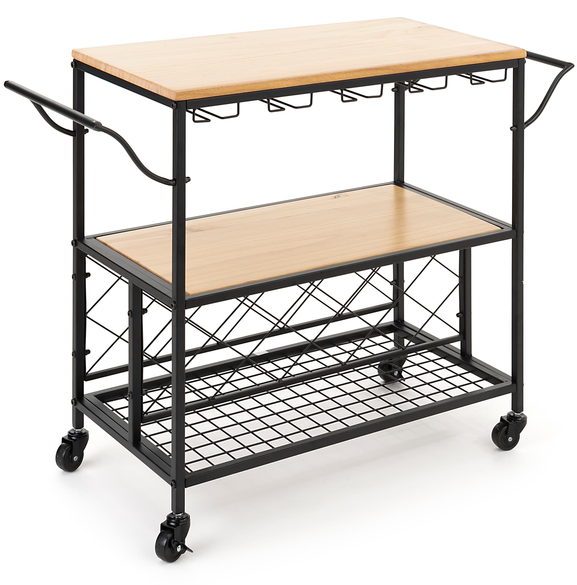 Beverage cart with wine storage and 9 bottle compartments