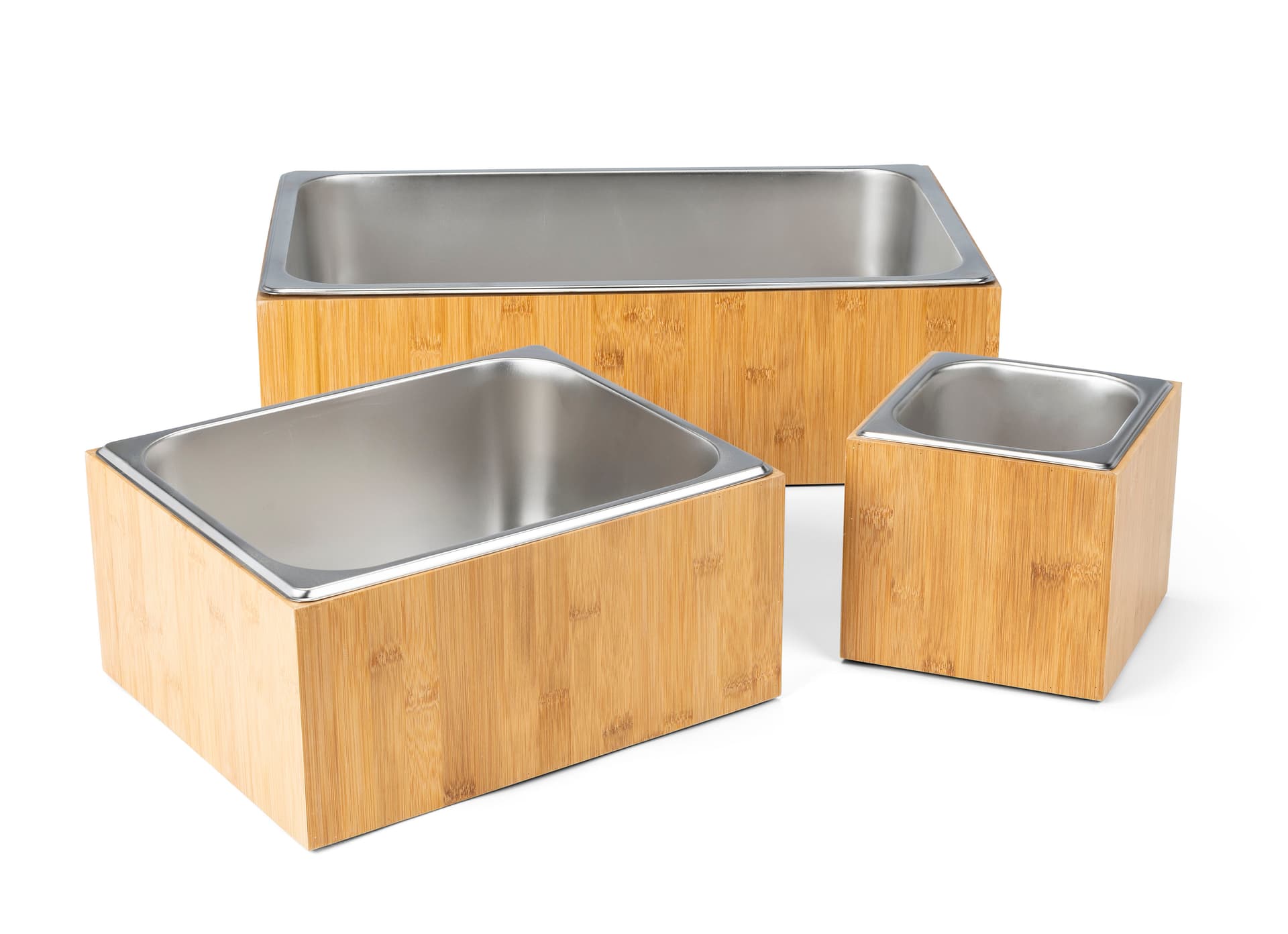 Ice pan with bamboo housing  comes in three functional sizes