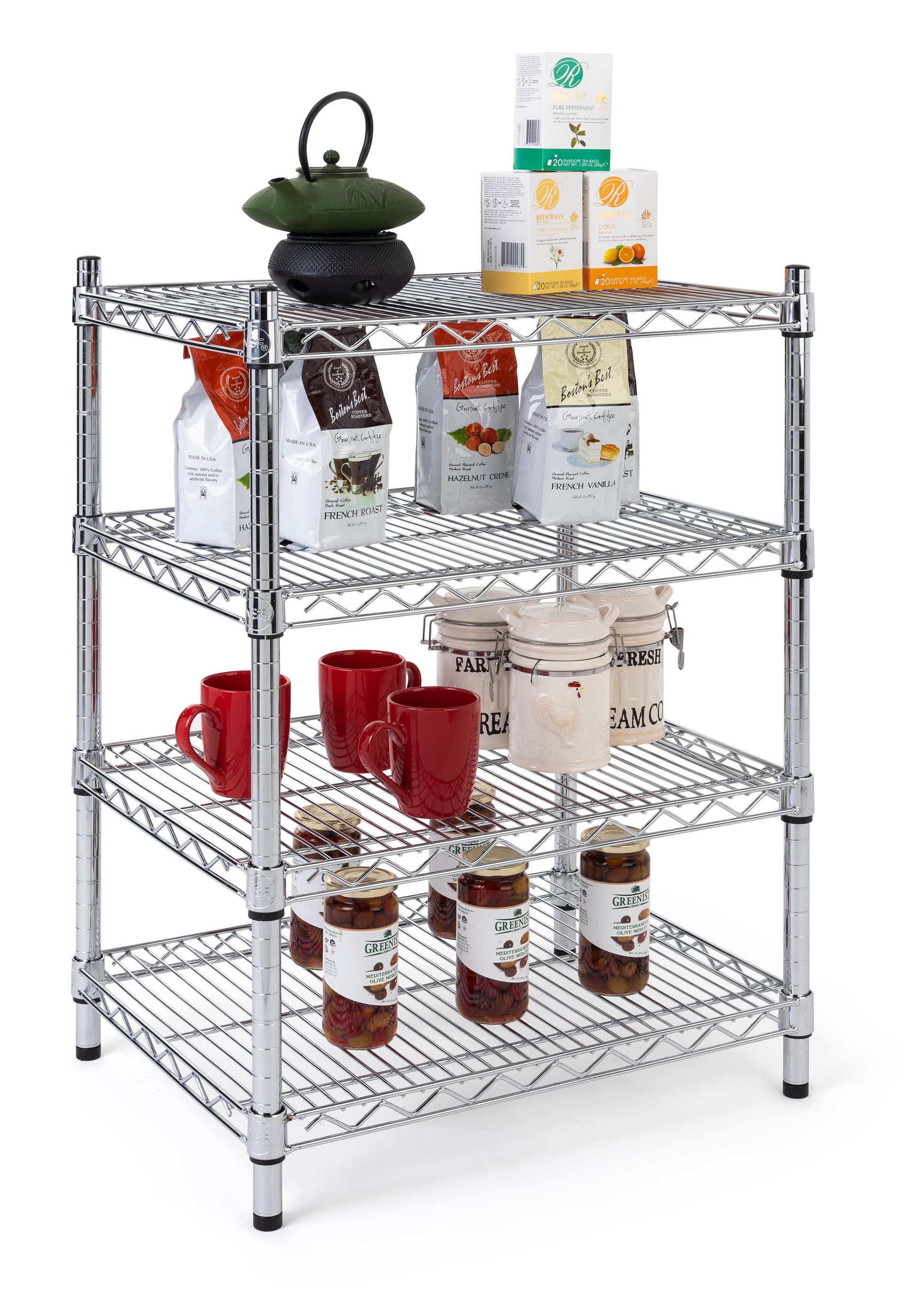 Metal wire shelving unit is NFS food safe