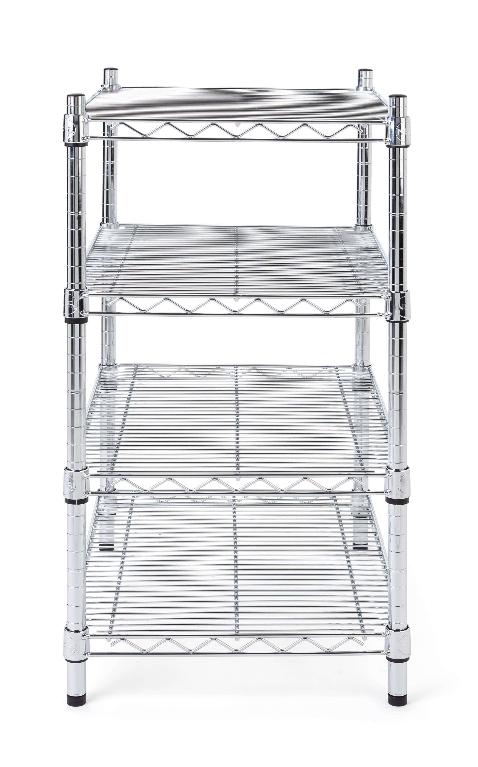 Metal wire shelving unit is 34 inches high