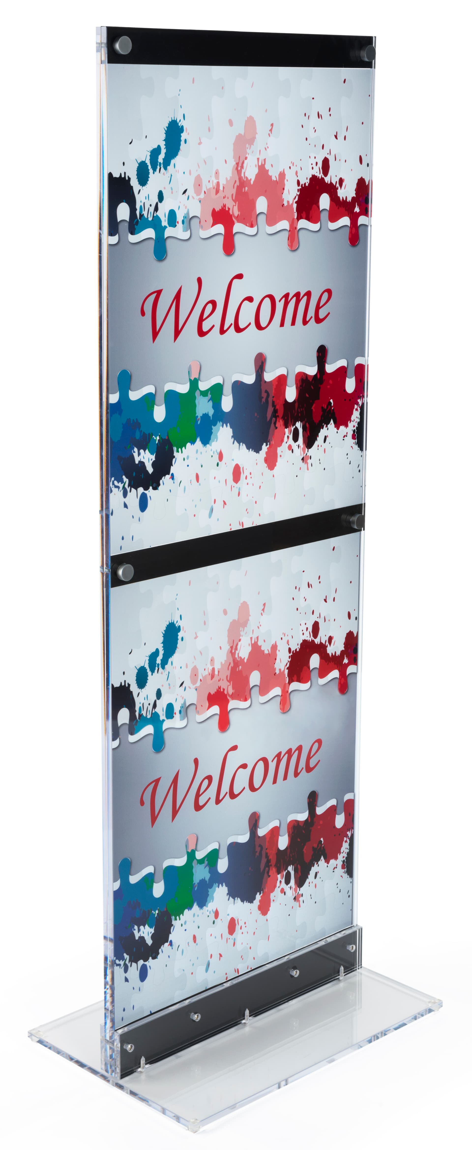 Floor-Standing Acrylic Graphic Holder with Two 22x28 Posters