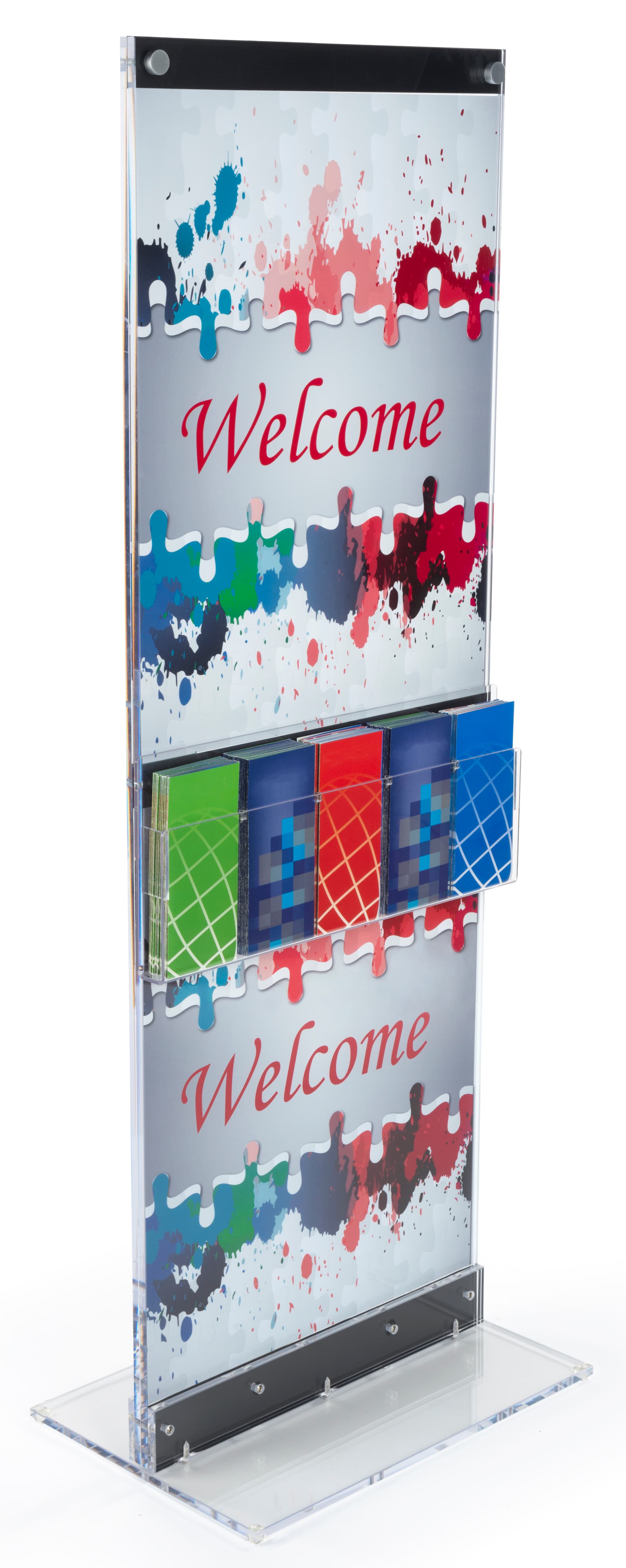 Acrylic Display Totem with Brochure Holder Fits Various Poster Sizes