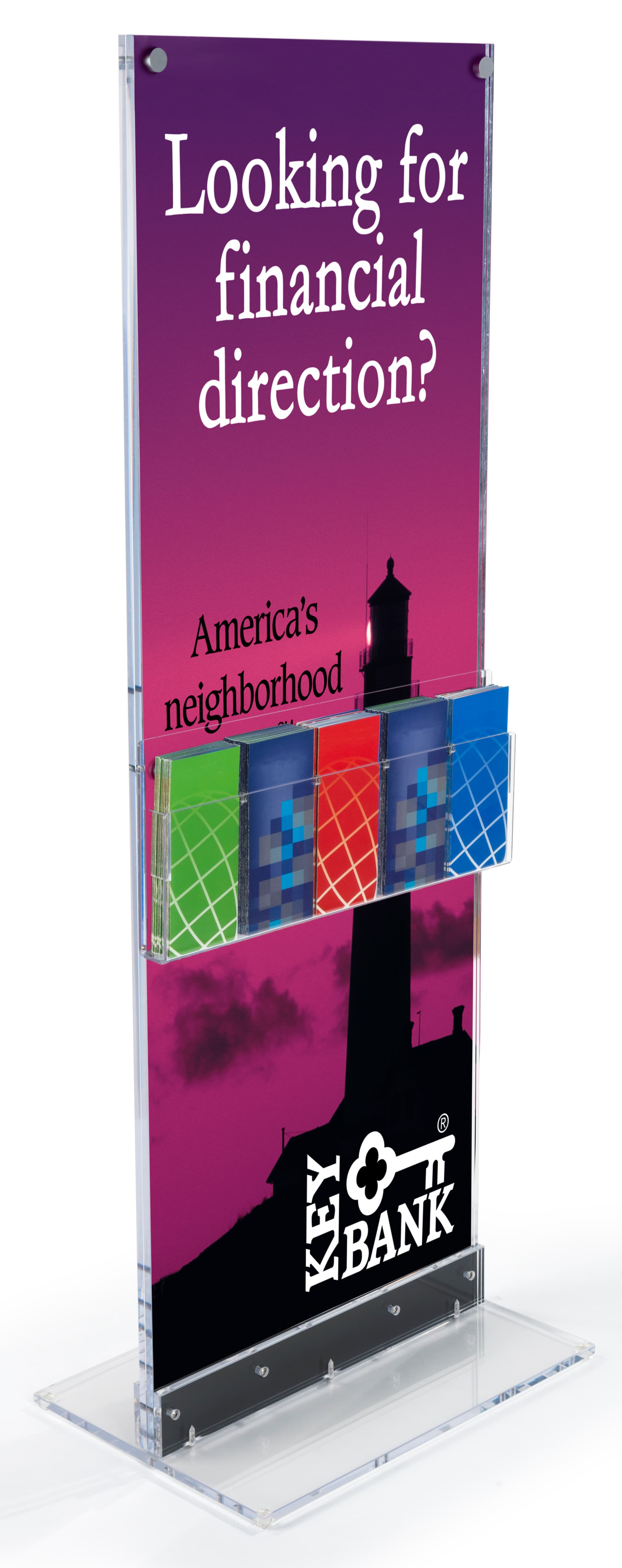 Acrylic Display Totem with Brochure Holder & Silver Screw Caps