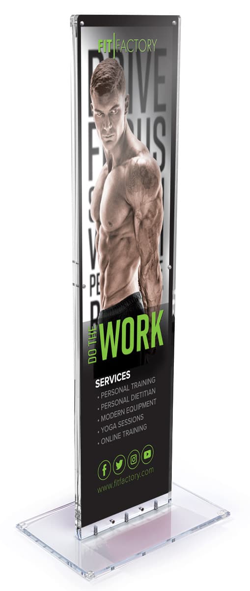 Full graphic panel indoor acrylic custom floor totem stand