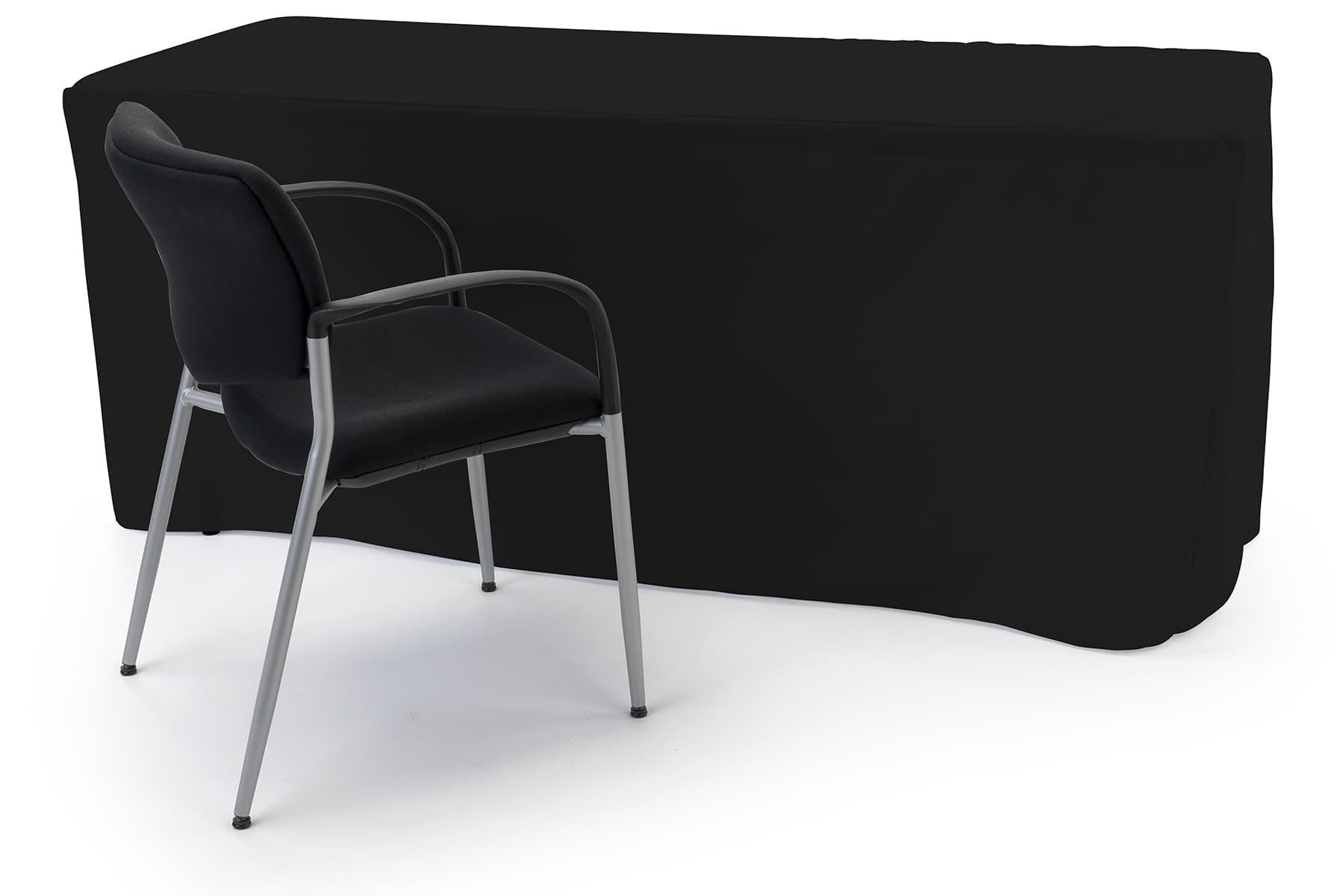 Trade show table throws measure 90 inches wide by 132 inches tall 