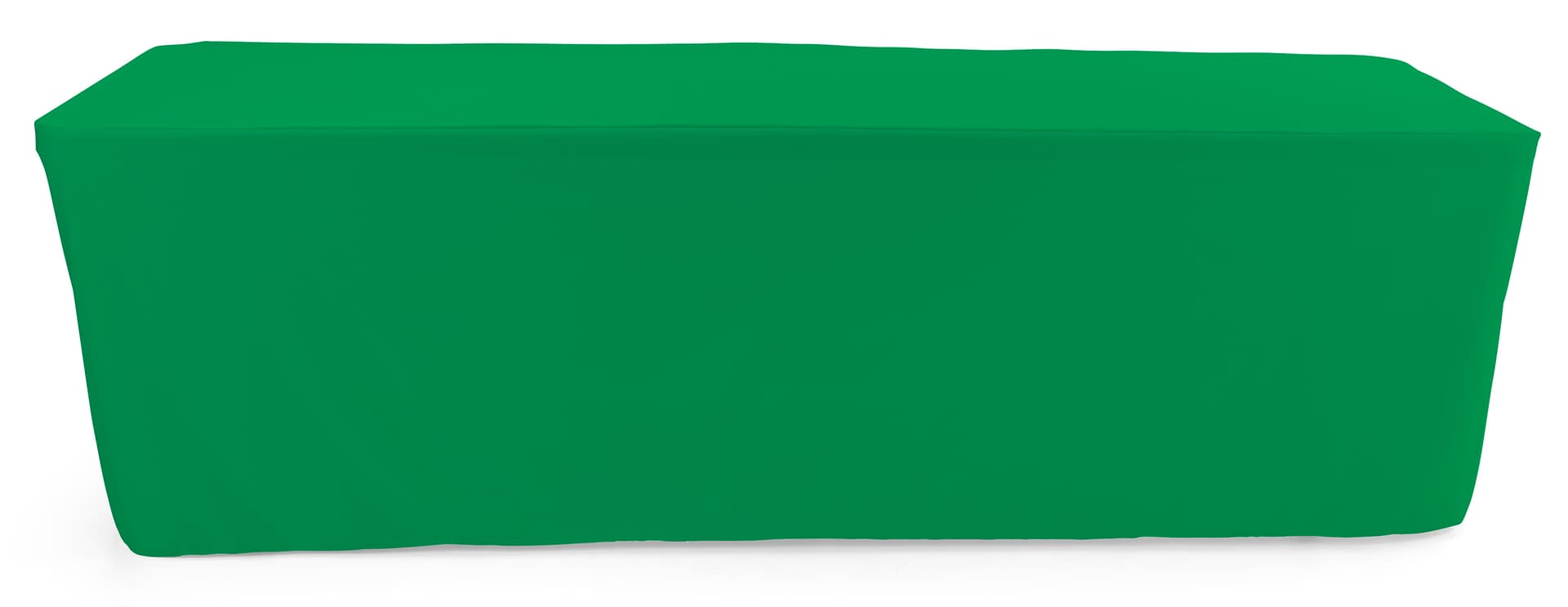 Kelly green trade show table throws with hemmed edge 