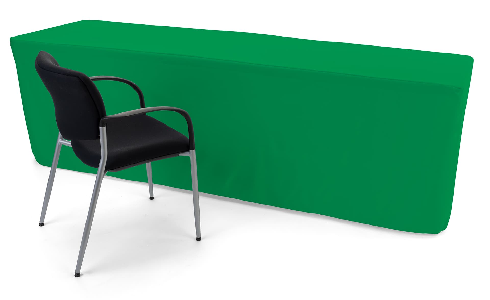 Kelly green trade show table throws cover 8 foot tabletops