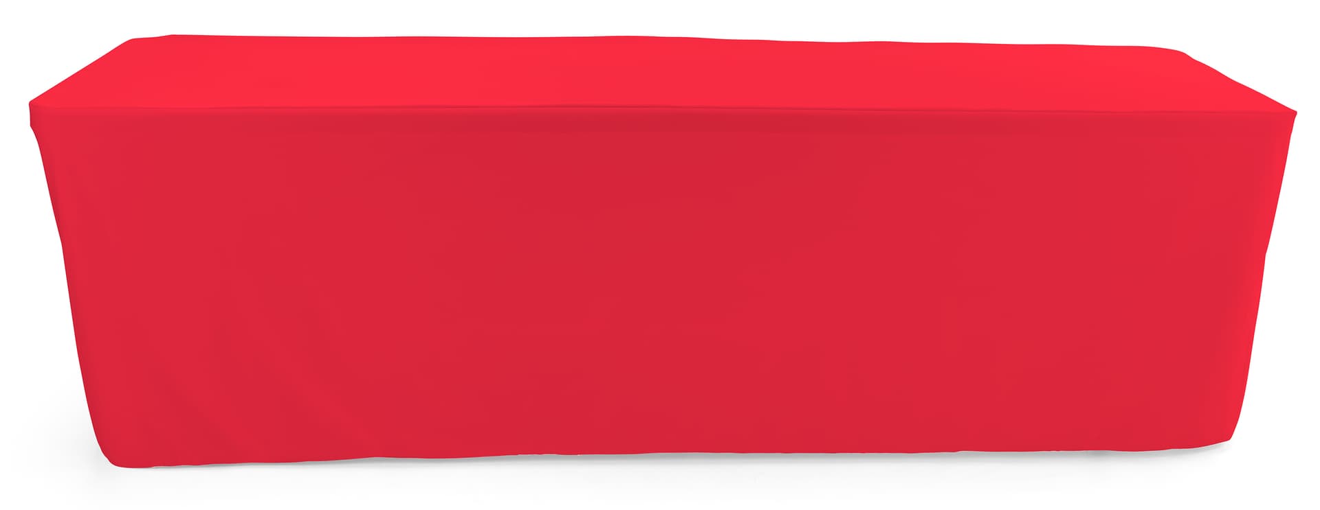 Red trade show table throws are machine washable 