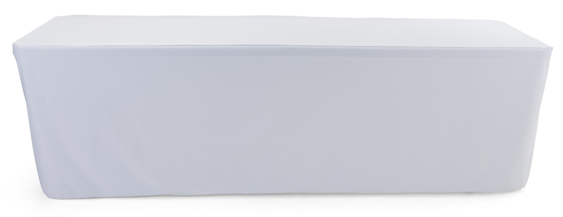 White trade show table throws are made of polyester 