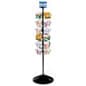 Floor Rotating Greeting Card Display w/ Sign Clip, 24 Horizontal Pockets - Black