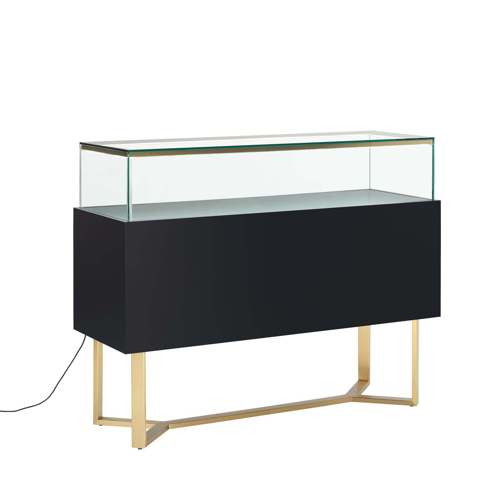 Retail glass display counter with 360-degree viewing