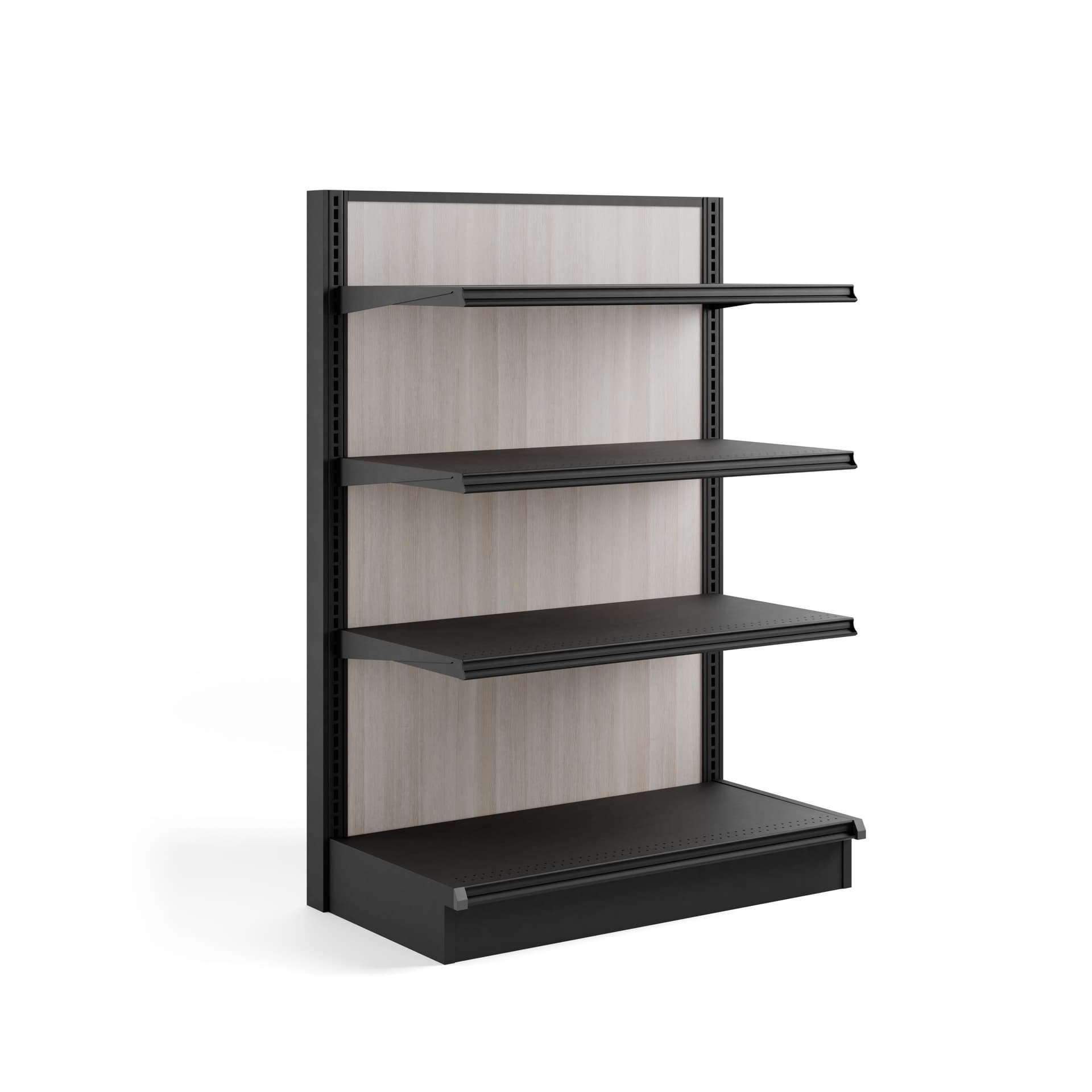 Endcap add-on for GDBL retail gondolas compatible with adjustable shelving
