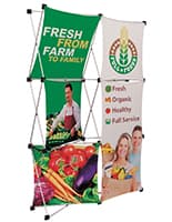 Trade show popup with poly-knit fabric panels