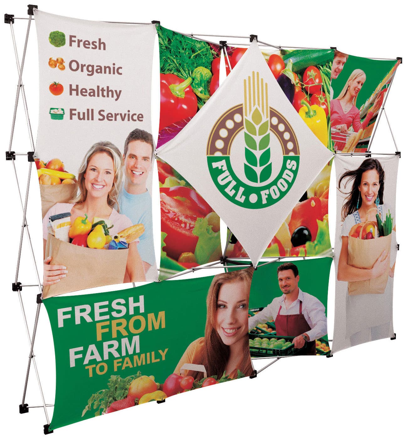 Trade show pop up with dye-subliamated printed graphics